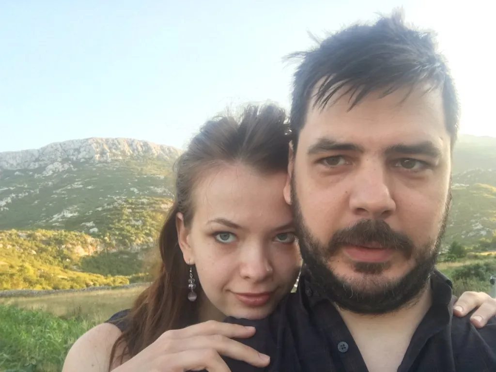 Chang Johannes Frick with his partner, a Russian born Polina Urvantseva