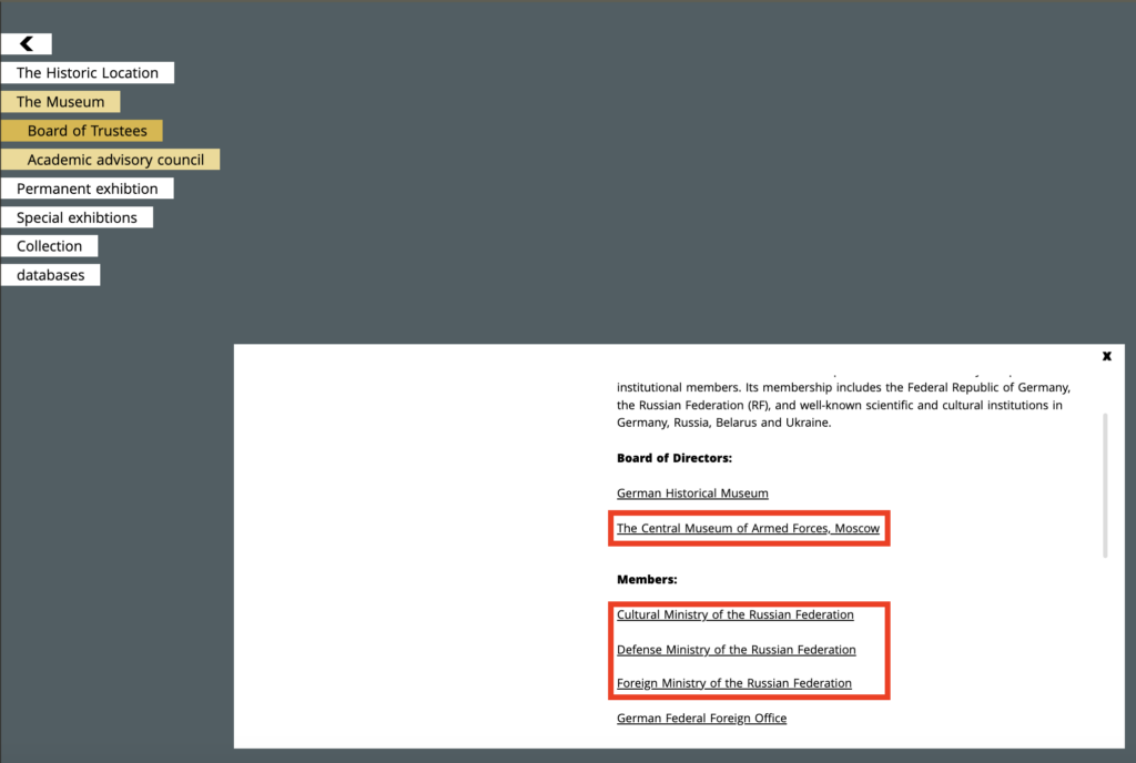 List of members of the museum association, including the ministries of culture and defense of the Russian Federation