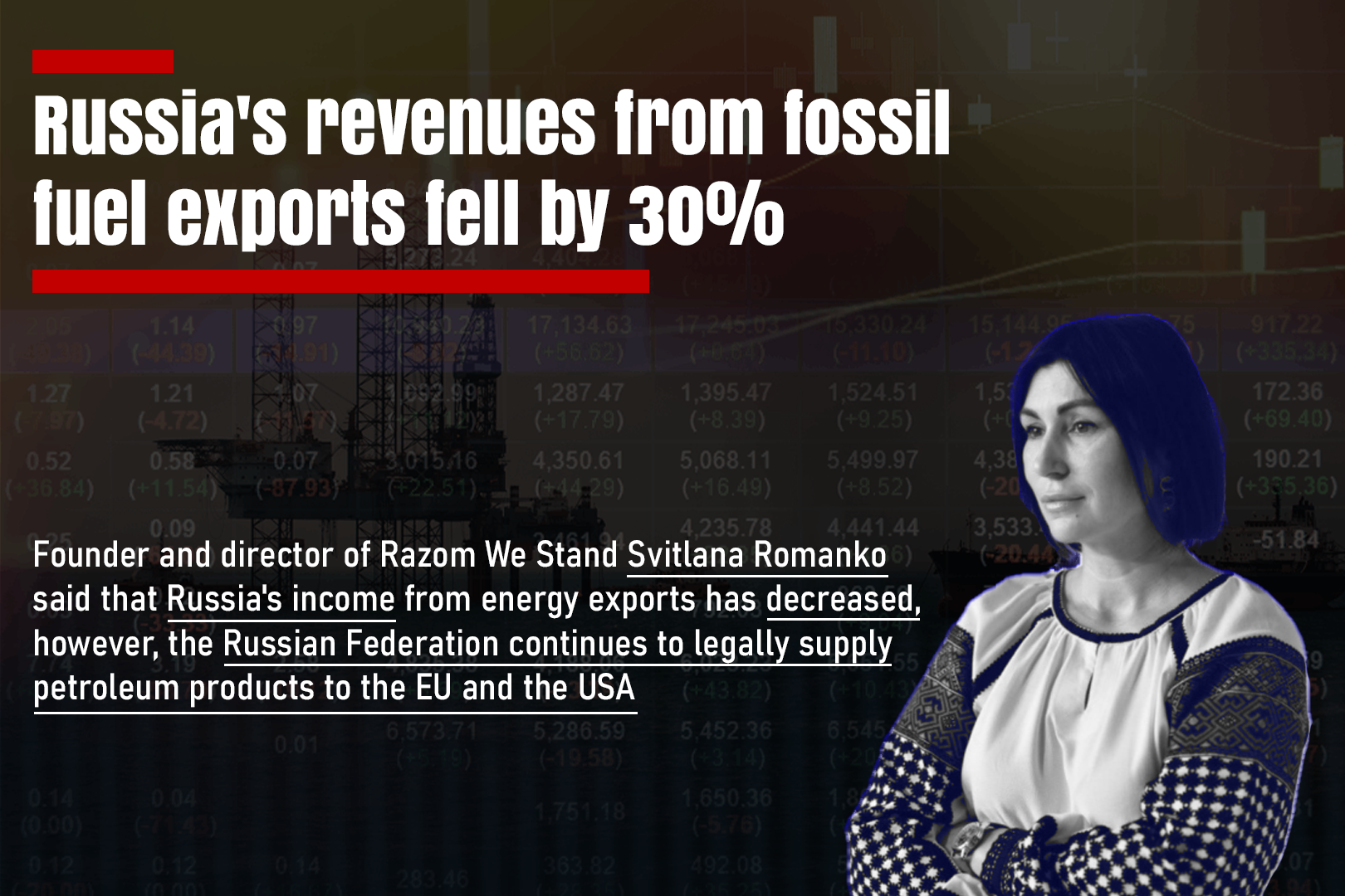 Russia’s revenues from fossil fuel exports fell by 30% –…